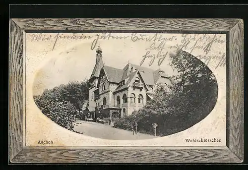 AK Aachen, Gasthaus Waldschlösschen, Passepartout
