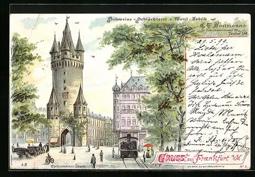 Lithographie Frankfurt a. M., Eschenheimer Thurm