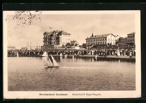 AK Cuxhaven, Modellschiff Segel-Regatta, Uferpartie