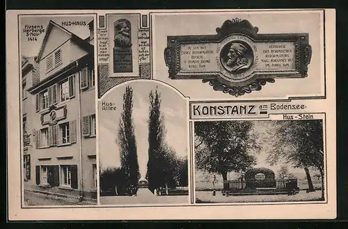 AK Konstanz /Bodensee, Hus-Haus, Hus-Allee und Hus-Stein