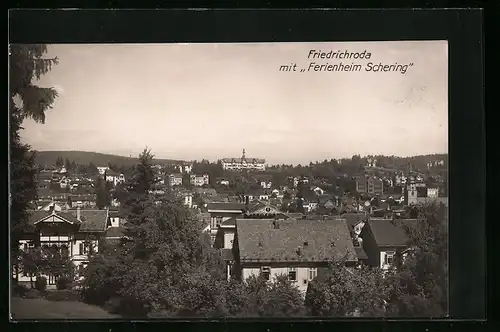 AK Friedrichroda, Ortsansicht mit Ferienheim Schering