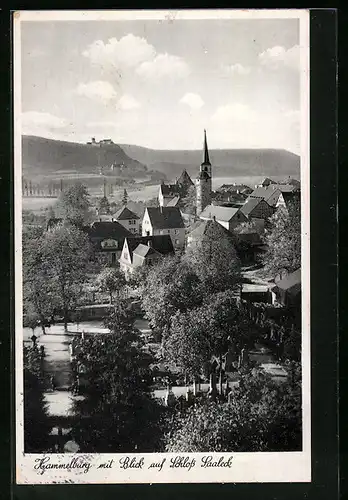 AK Hammelburg, Ortsansicht mit Blick auf Schloss Saaleck