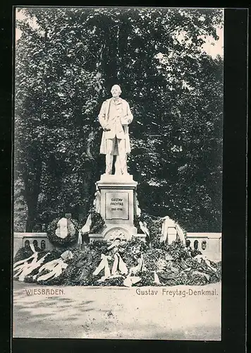 AK Wiesbaden, Gustav Freytag-Denkmal