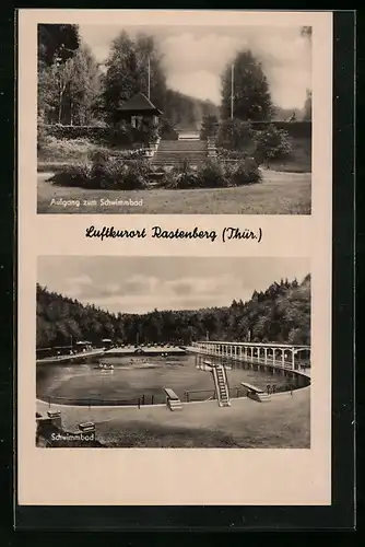 AK Rastenberg /Thür., Aufgang zum Schwimmbad, Schwimmbad