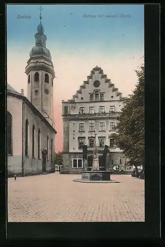 AK Durlach, Rathaus mit evangelischer Kirche