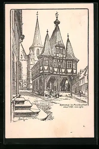 Künstler-AK Michelstadt, Rathaus