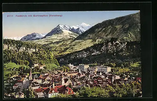 AK Feldkirch, Gesamtansicht mit Gurtisspitze