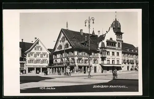 AK Dornbirn, Marktplatz mit Handlung v. Maria Maser und Johann Luger