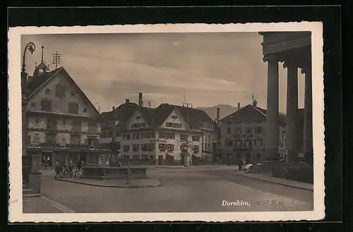 AK Dornbirn, Marktplatz mit Brunnen