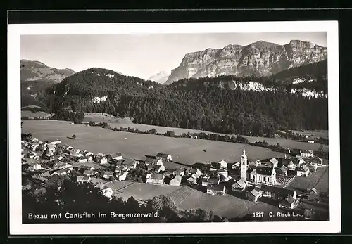 AK Bezau, Blick auf Ortschaft und Canisfluh