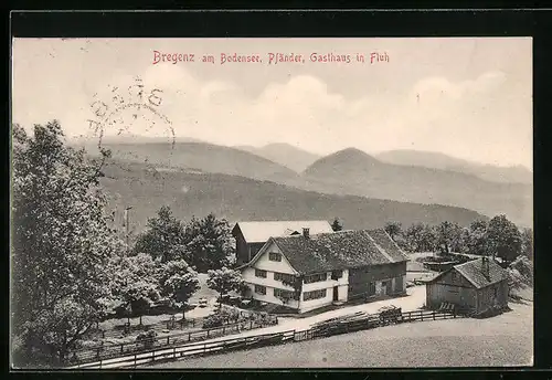 AK Bregenz, Blick auf Gasthaus in Fluh und Pfänder