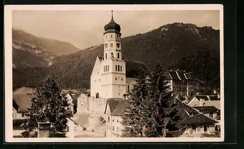 AK Bludenz, Ortspartie mit Kirche