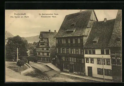 AK Duderstadt, Alte Bauten am Markt: Dr. Bertramsches Haus u. Hessesches Haus