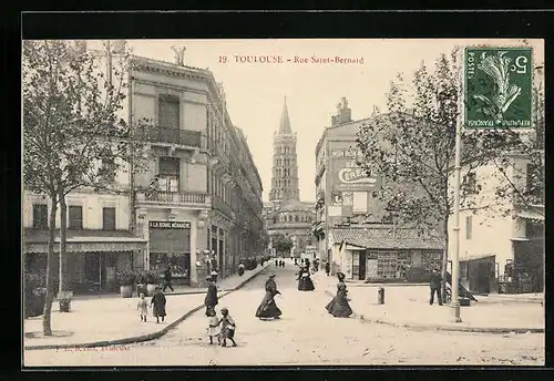 AK Toulouse, Rue Saint-Bernard, Strassenpartie