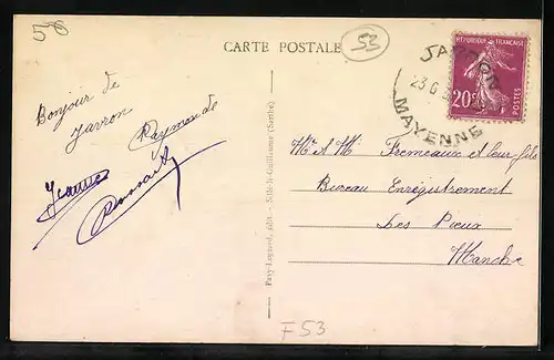 AK Javron, Carrefour, Grande-Rue et Rue de Villaines, Strassenpartie