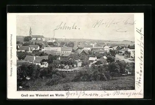 AK Weinzierl am Walde, Teilansicht mit Kirche