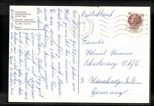 AK Girlan, Gästehaus-Jausenstation-Cafè Wastl