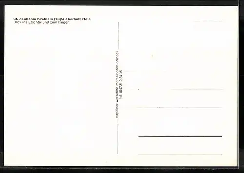 AK Sirmian, Kapelle St. Apollonia mit Blick ins Etschtal und zum Ifinger