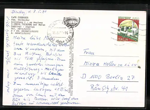 AK Tscherms, Cafè Eggbauer in drei Ansichten