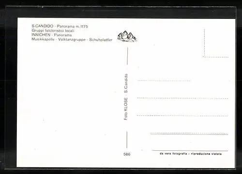 AK Innichen, Panorama, Musikkapelle, Volkstanzgruppe und Schuhplattler