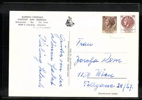 AK Innichen, Gasthof Zum Rehbock