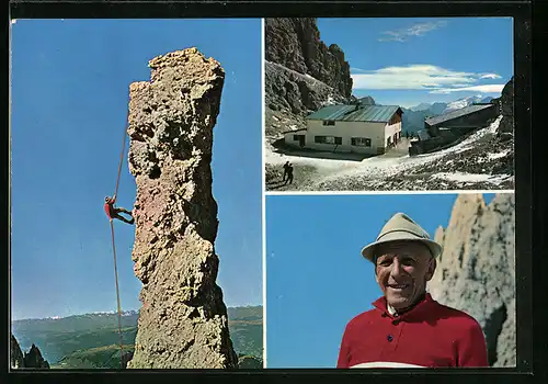 AK Wolkenstein /Gröden, Toni Demetz Hütte, Langkofelscharte, Bergführer Giovanni Demetz