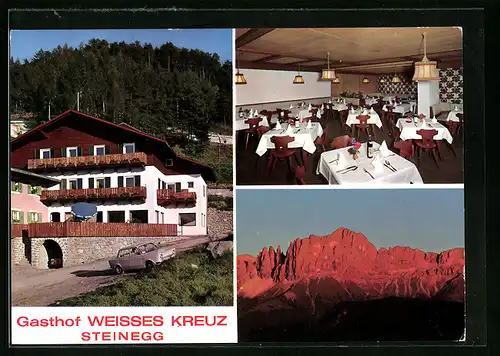 AK Steinegg, Gasthof Weisses Kreuz in zwei Ansichten, Gebirge