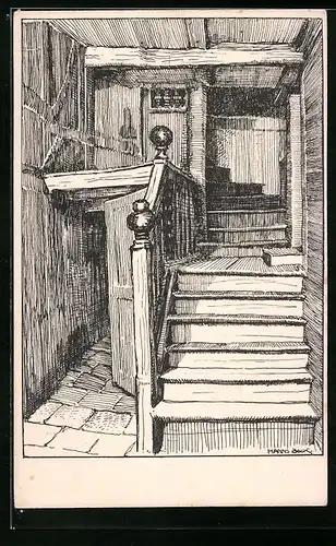 Künstler-AK Ruhla in Thür., Treppenaufgang im Ortsmuseum