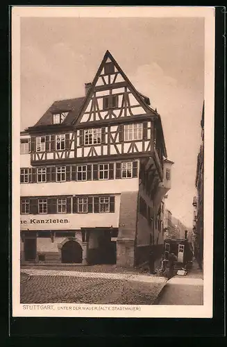 AK Stuttgart, Unter der Mauer (Alte Stadtmauer)