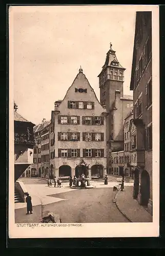 AK Stuttgart, Geissstrasse in der Altstadt