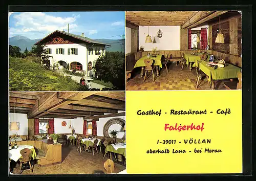AK Völlan, Gasthof-Restaurant-Cafè in drei Ansichten