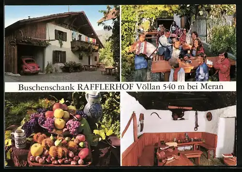 AK Völlan, Buschenschank Rafflerhof in vier Ansichten