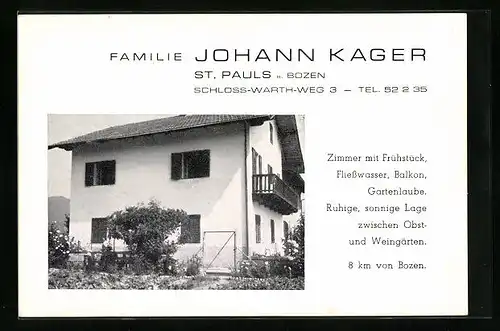 AK St. Pauls, Pension der Familie Johann Kager