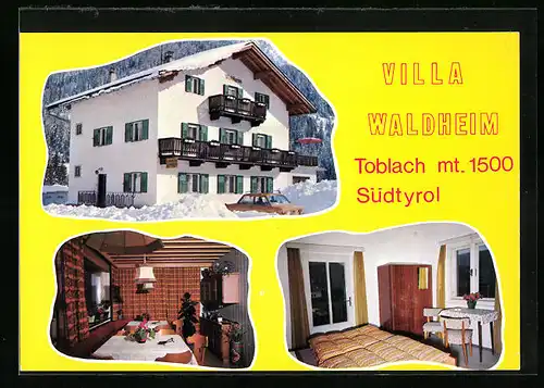 AK Toblach, Villa Waldheim in drei Ansichten