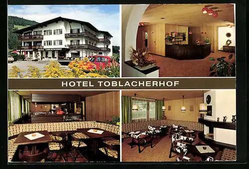 AK Toblach, Hotel-Restaurant Toblacherhof in vier Ansichten
