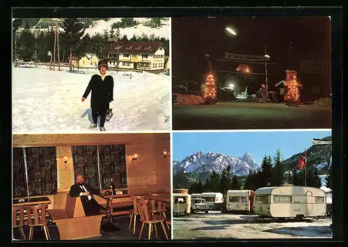 AK Toblach, Camping Olympia Hotel in vier Ansichten