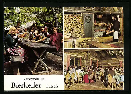 AK Latsch, Jausenstation Bierkeller in drei Ansichten