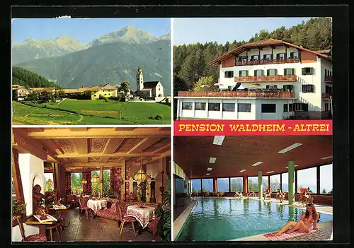 AK Altrei, Pension-Restaurant Walheim in drei Ansichten mit Ortsansicht