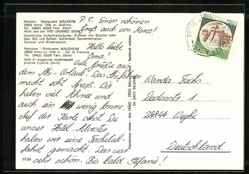 AK Altrei, Pension-Restaurant Walheim in drei Ansichten mit Ortsansicht