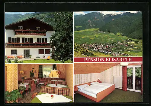 AK Tarsch / Latsch, Pension Elisabeth in drei Ansichten und Ortsansicht