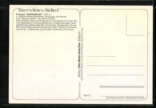 AK Morter-Martelltal, Pension Georgshof in vier Ansichten