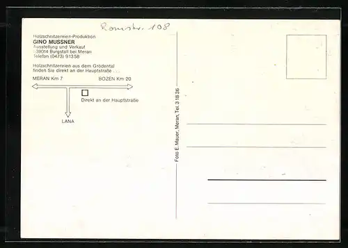 AK Burgstall, Holzschnitzereien - Zinn - Keramik und Souvenirs Gino Mussner in drei Ansichten