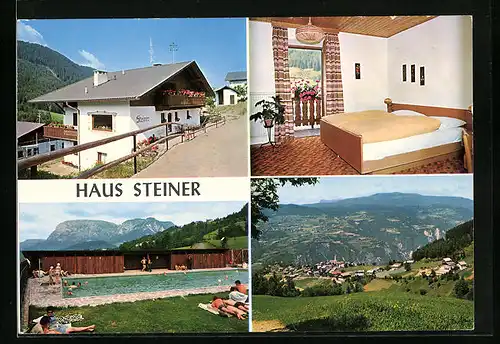 AK Steinegg, Gesamtansicht und Haus Steiner in drei Ansichten