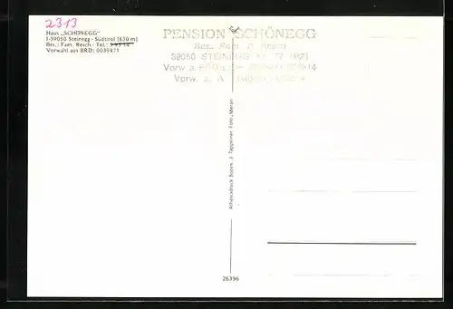 AK Steinegg, Pension Schönegg in vier Ansichten