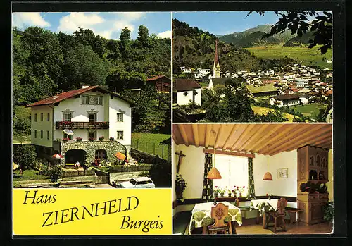 AK Burgeis, Ortsansicht und Garni Haus Ziernheld