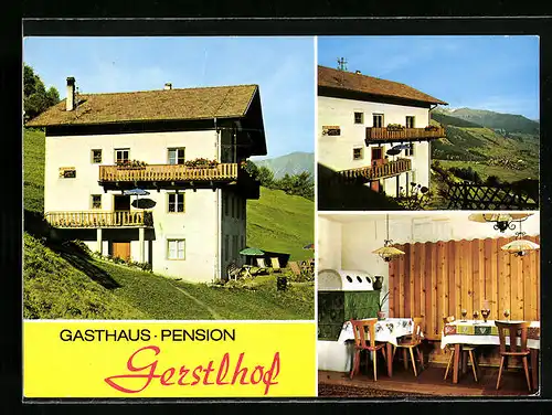 AK Burgeis, Gasthaus-Pension Gerstlhof in drei Ansichten