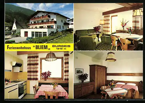 AK Burgeis (Vinschgau), Ferienwohnhaus Bliem in vier Ansichten