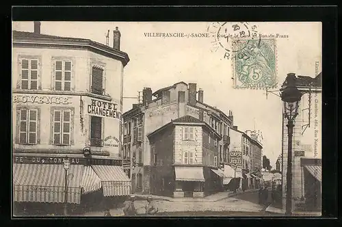 AK Villefranche, Rue de la Gare, Rue de Frans