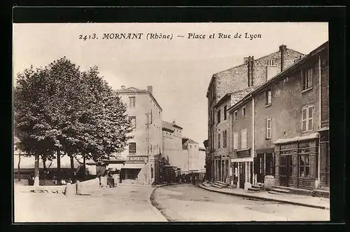 AK Mornant, Place et Rue de Lyon
