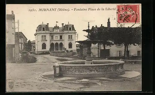 AK Mornant, Fontaine, Place de la Libertè